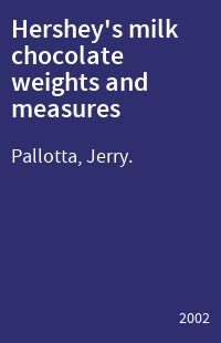 Hershey's milk chocolate weights and measures